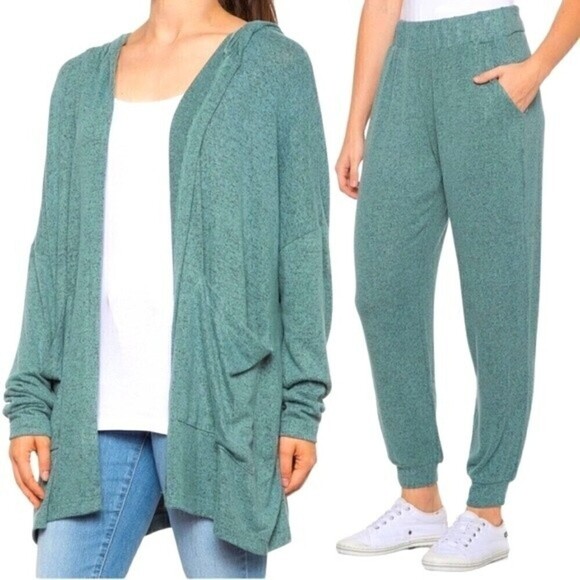 New! Young Fabulous & Broke 2 Piece Matching Joggers Hooded Cardigan Set - Picture 1 of 16